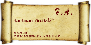 Hartman Anikó névjegykártya